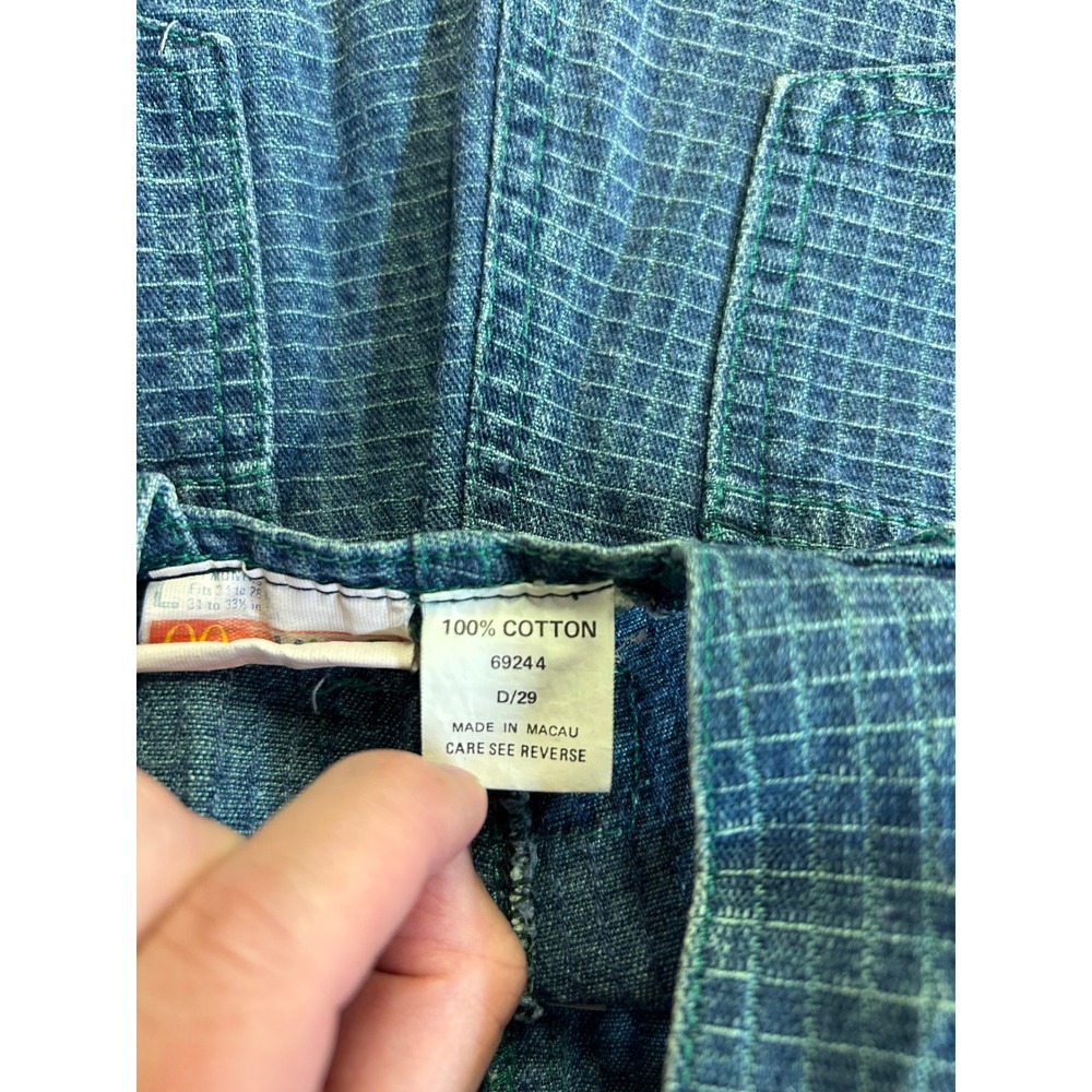 Vintage McKids Sears Denim Overalls 24 Months Blue Green Grid Snap Leg 90s - Picture 7 of 8